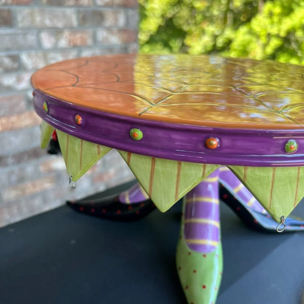 Dept 56 Patience Brewster witch feet Halloween spooky cake plate stand decor - Picture 12 of 15